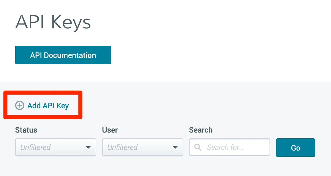 DigiCert CertCentral Add API Key link location
